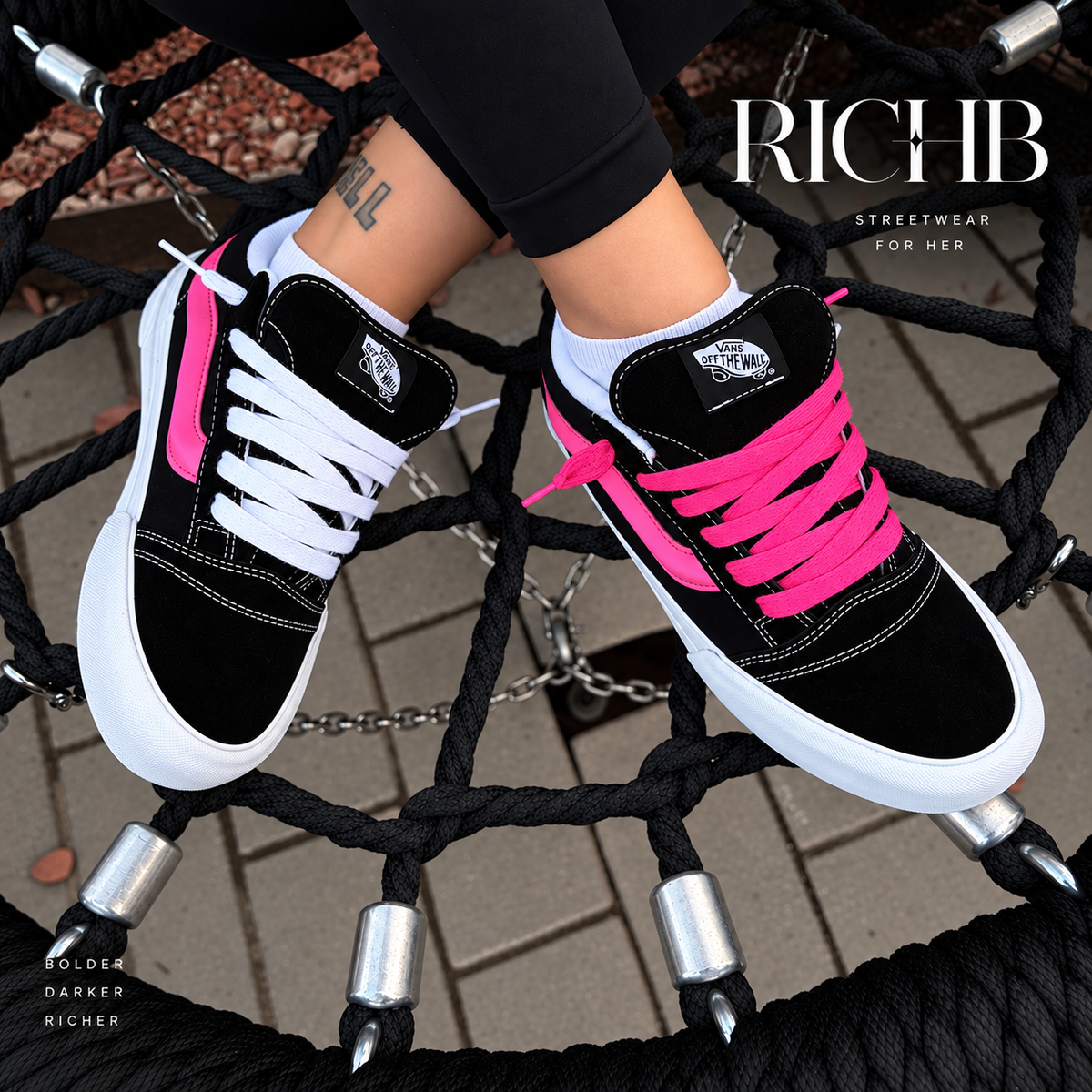 Black & Pink Skate Sneakers
